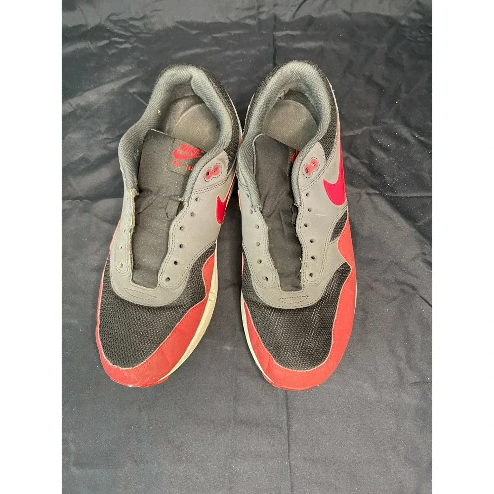 Nike Air Max‎ 1 Mens Sneakers Gray Red Black Athletic Shoes Size 13